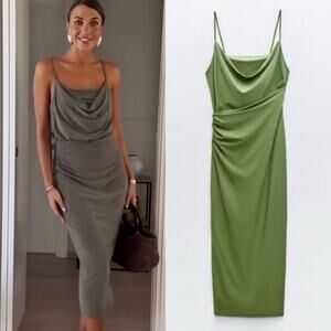 ZARA STRAPPY FLUID CREPE DRESS